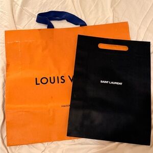 Louis Vuitton Orange and Saint Laurent Black Shopping Bags